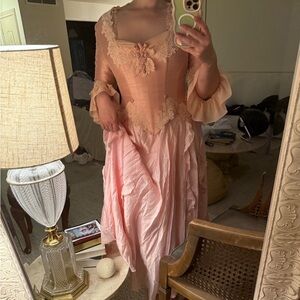 SOLD Victorian ball gown Pink Lace-Trimmed Dress